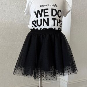 Black Tulle Skirt with Polka Dots